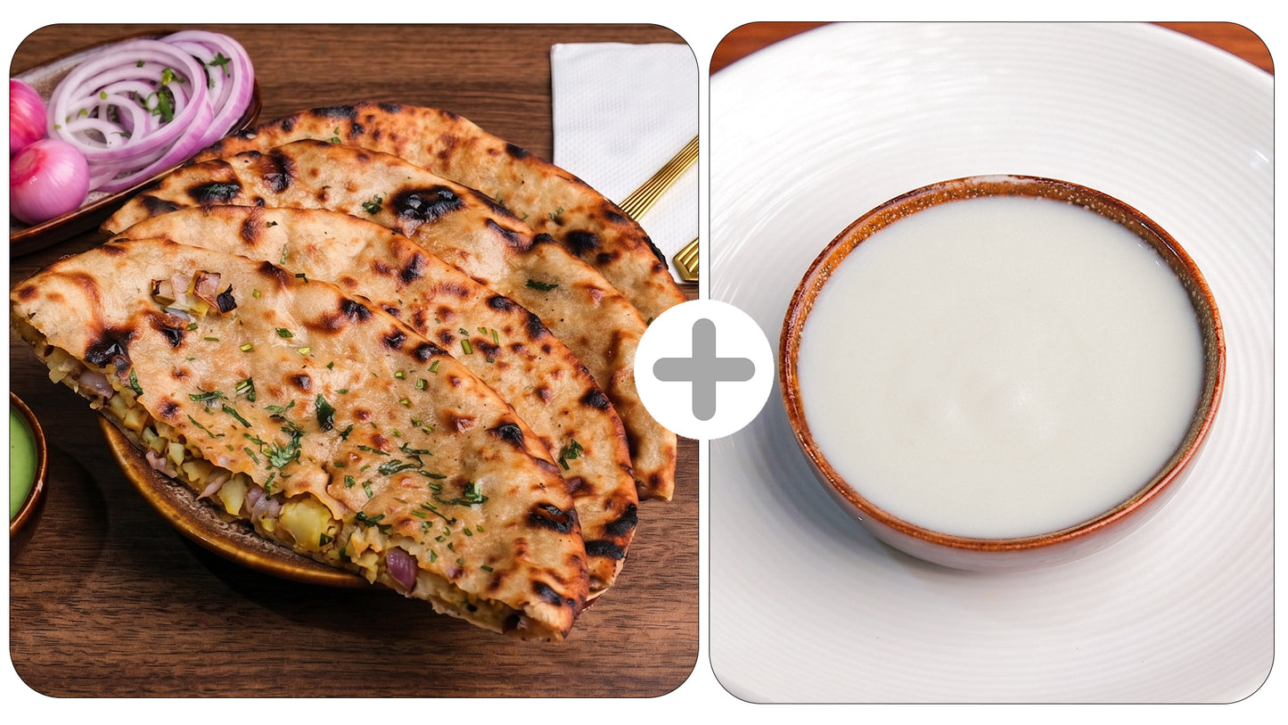 Aloo Pyaz Paratha With Raita (1pc)
